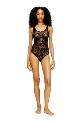 ezzy-utlt Nylon bodysuit with lace design