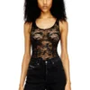 ezzy-utlt Nylon bodysuit with lace design