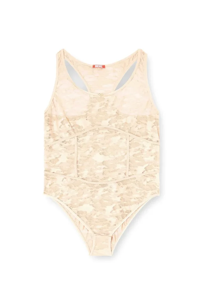 ezzy-utlt Nylon bodysuit with lace design