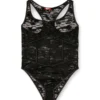 ezzy-utlt Nylon bodysuit with lace design