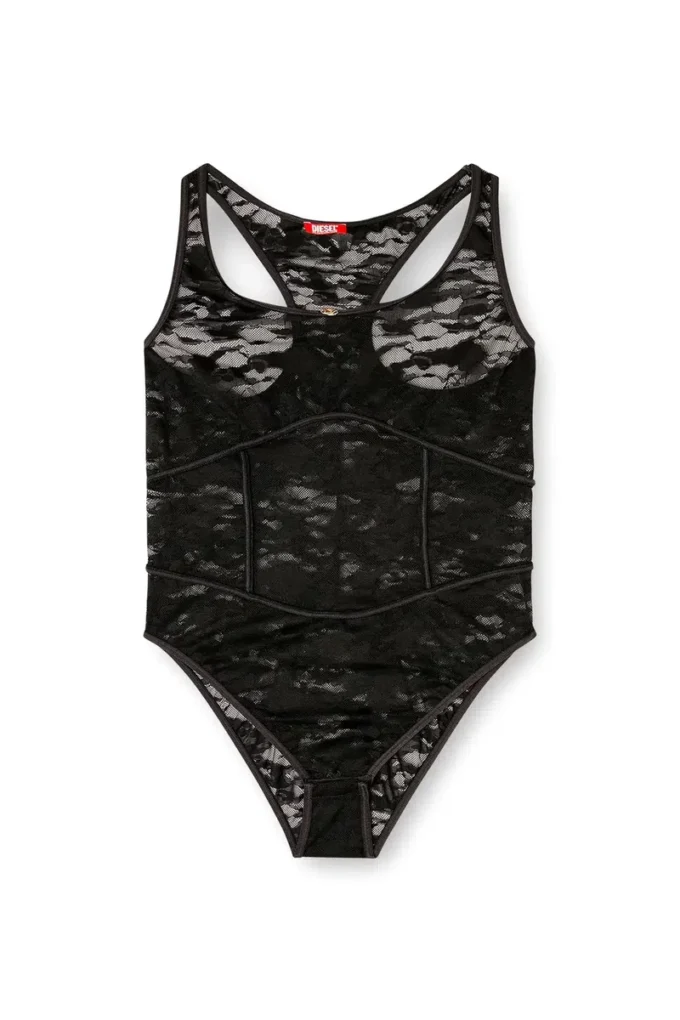 ezzy-utlt Nylon bodysuit with lace design