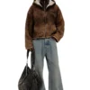 f-ella Acid-wash zip-up hoodie with teddy lining