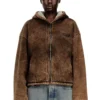 f-ella Acid-wash zip-up hoodie with teddy lining