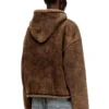f-ella Acid-wash zip-up hoodie with teddy lining