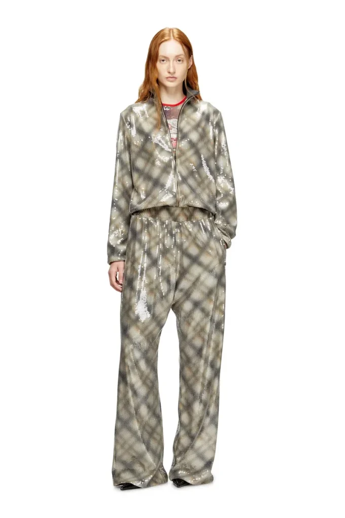 f-erequins Sequined sweater with plaid design