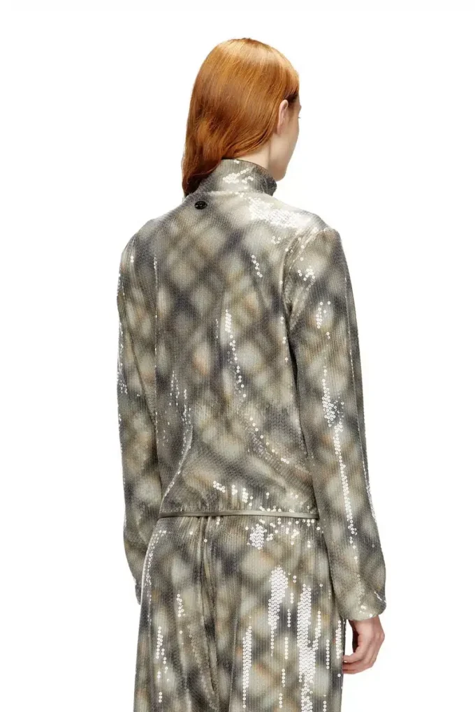 f-erequins Sequined sweater with plaid design