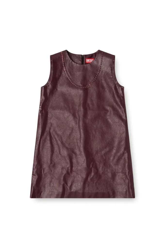 fr-d-ares Burgundy sleeveless mini dress in coated fabric