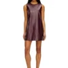 fr-d-ares Burgundy sleeveless mini dress in coated fabric
