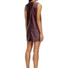 fr-d-ares Burgundy sleeveless mini dress in coated fabric
