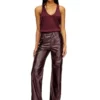 fr-p-lain Burgundy pants in coated fabric