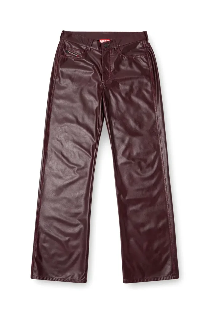 fr-p-lain Burgundy pants in coated fabric