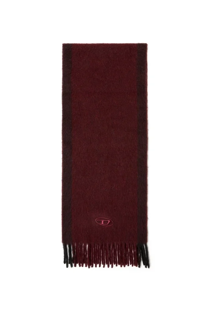 fr-s-olid Jacquard wool scarf in burgundy