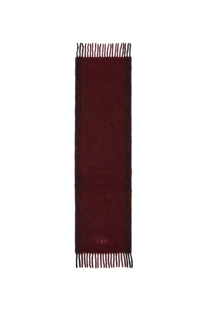 fr-s-olid Jacquard wool scarf in burgundy