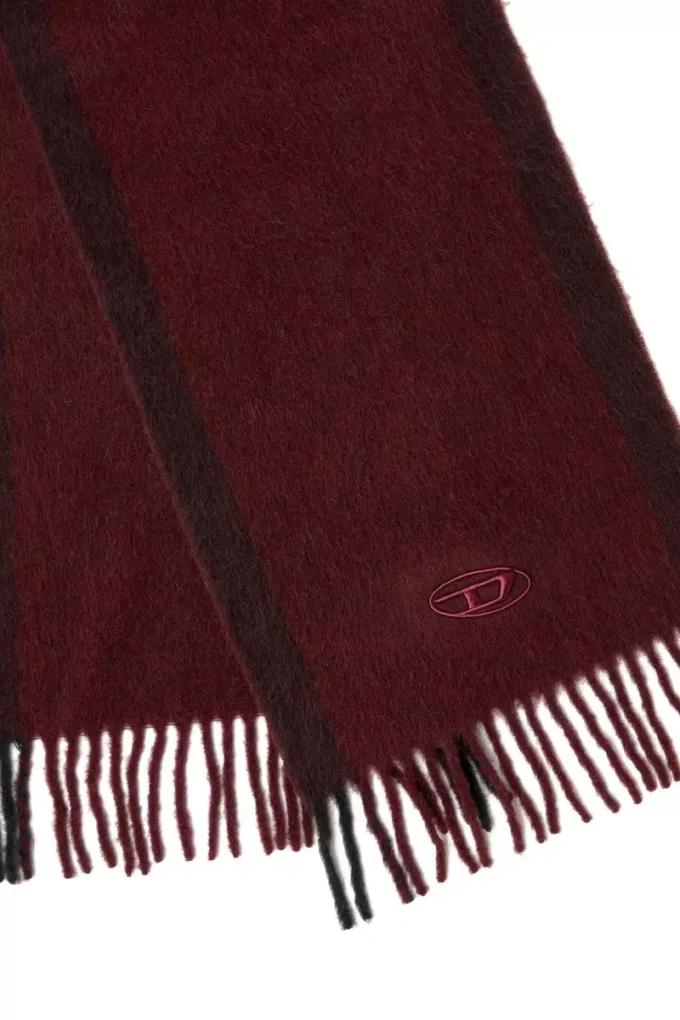 fr-s-olid Jacquard wool scarf in burgundy