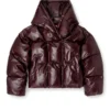 fr-w-illey Burgundy hooded puffer jacket in coated fabric