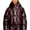 fr-w-illey Burgundy hooded puffer jacket in coated fabric