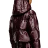 fr-w-illey Burgundy hooded puffer jacket in coated fabric