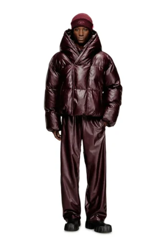 fr-w-myley Hooded puffer jacket in burgundy