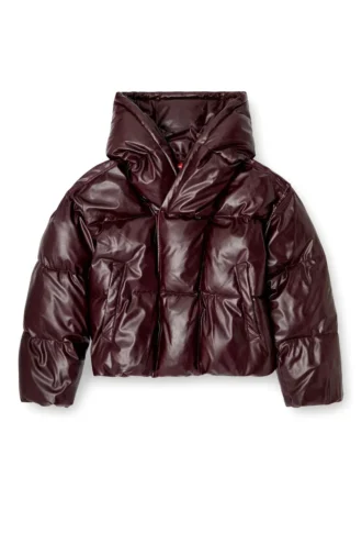 fr-w-myley Hooded puffer jacket in burgundy