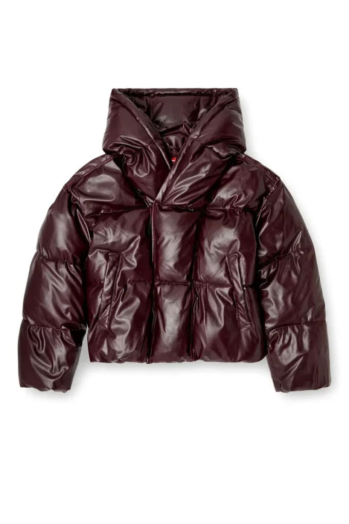 fr-w-myley Hooded puffer jacket in burgundy