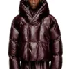fr-w-myley Hooded puffer jacket in burgundy