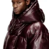 fr-w-myley Hooded puffer jacket in burgundy