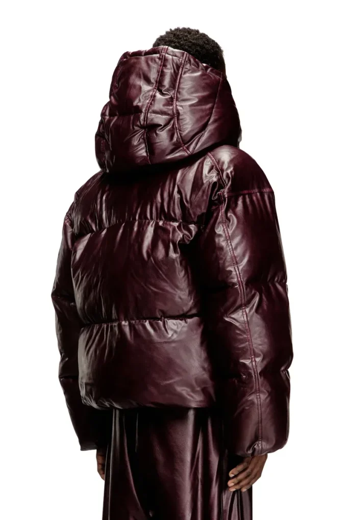 fr-w-myley Hooded puffer jacket in burgundy