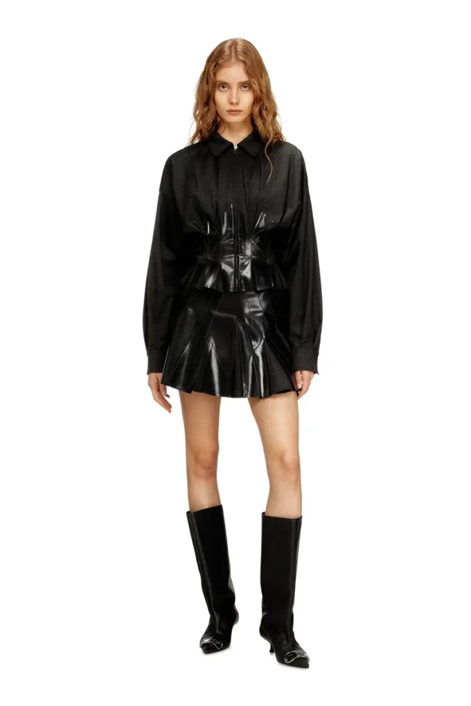 g-anbu Tailoring shirt-jacket with coated pleats