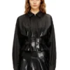 g-anbu Tailoring shirt-jacket with coated pleats