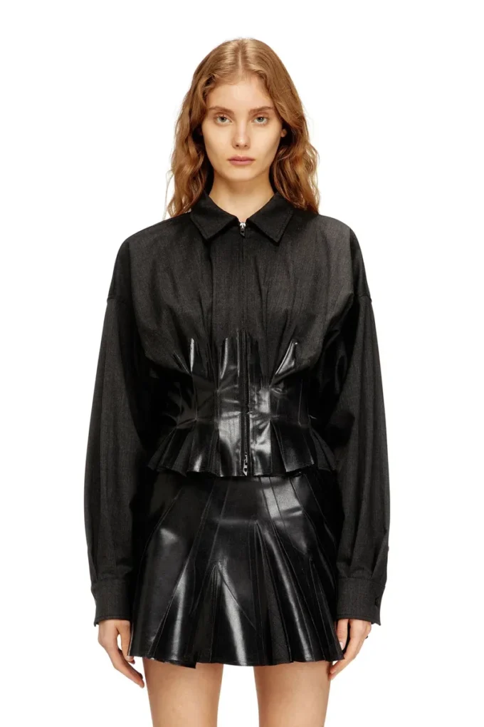 g-anbu Tailoring shirt-jacket with coated pleats