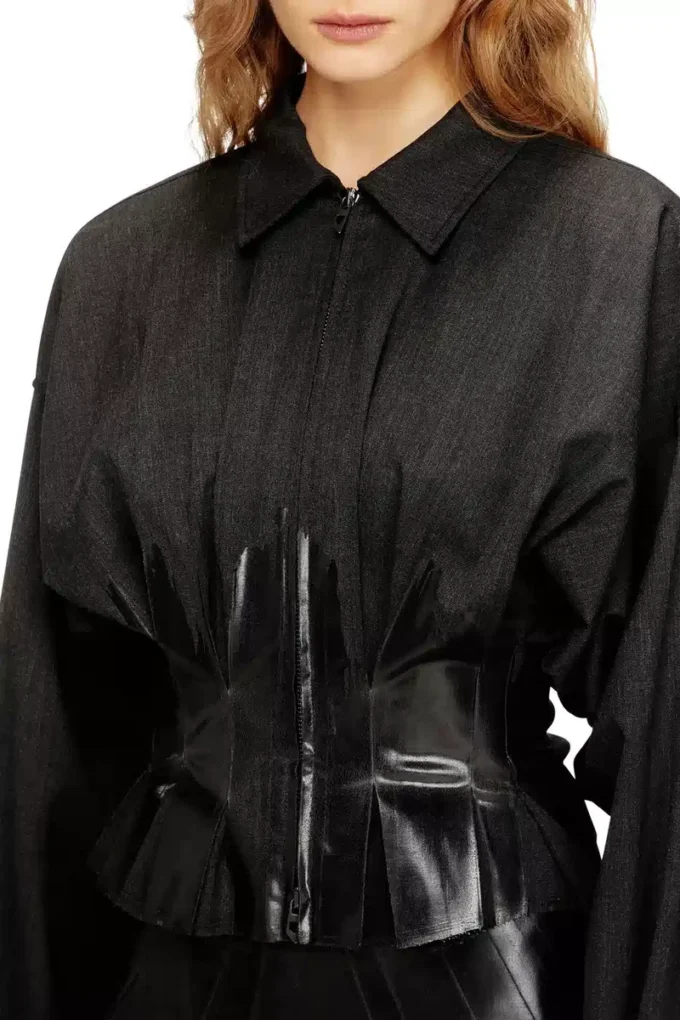 g-anbu Tailoring shirt-jacket with coated pleats