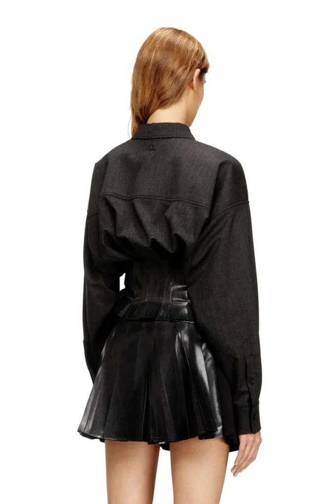 g-anbu Tailoring shirt-jacket with coated pleats