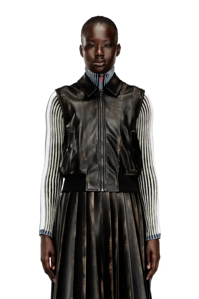g-inko Bomber vest with distressed effect
