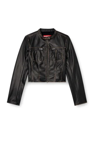 g-lobe Cropped distressed biker jacket
