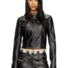 g-lobe Cropped distressed biker jacket