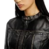 g-lobe Cropped distressed biker jacket