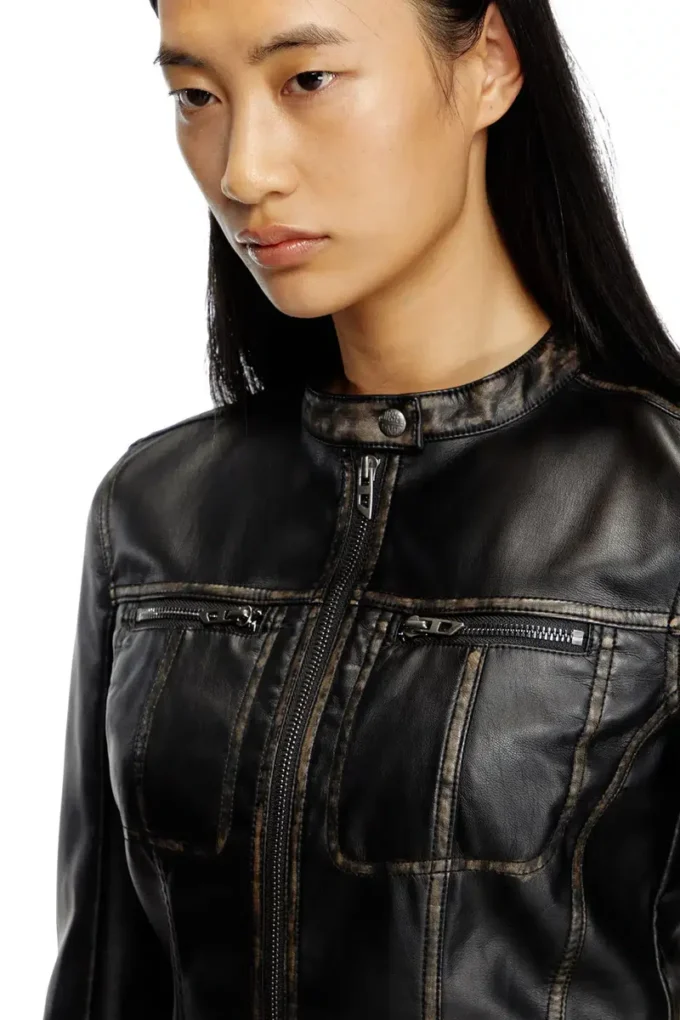 g-lobe Cropped distressed biker jacket
