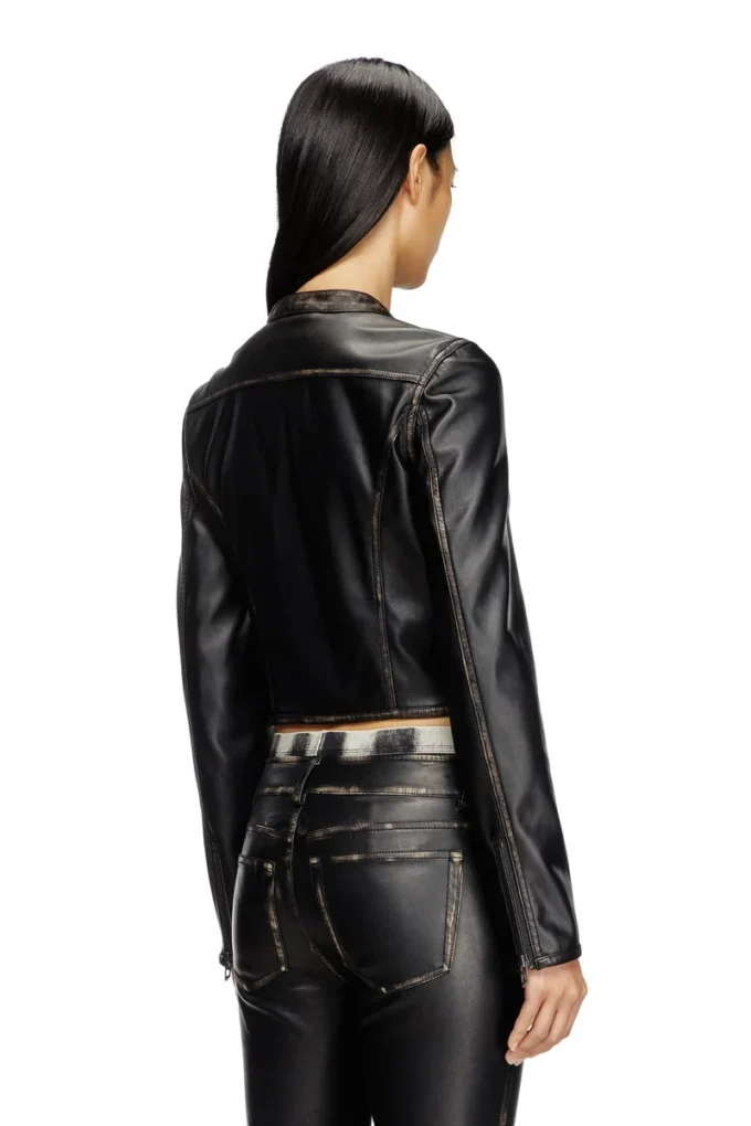 g-lobe Cropped distressed biker jacket