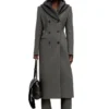 g-olden-long Long hourglass coat with knitted cowl hood