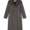 g-olden-long Long hourglass coat with knitted cowl hood