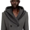 g-olden-long Long hourglass coat with knitted cowl hood