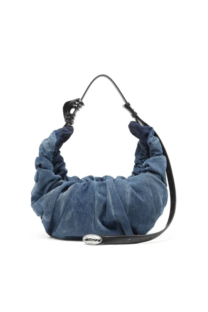 grab-d hobo l Grab-D-Large scrunched hobo bag in treated denim