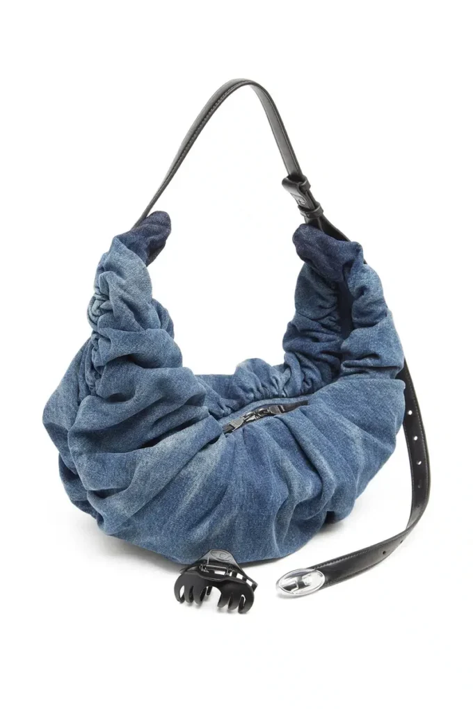 grab-d hobo l Grab-D-Large scrunched hobo bag in treated denim