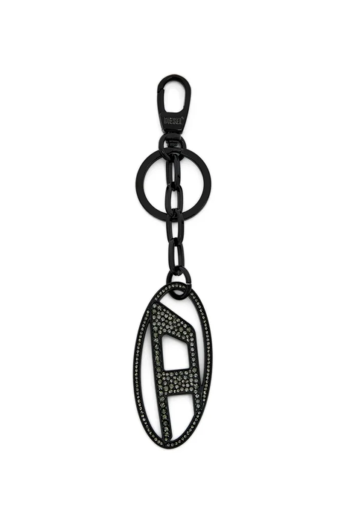 holy-c Metal Oval D keyring with crystals