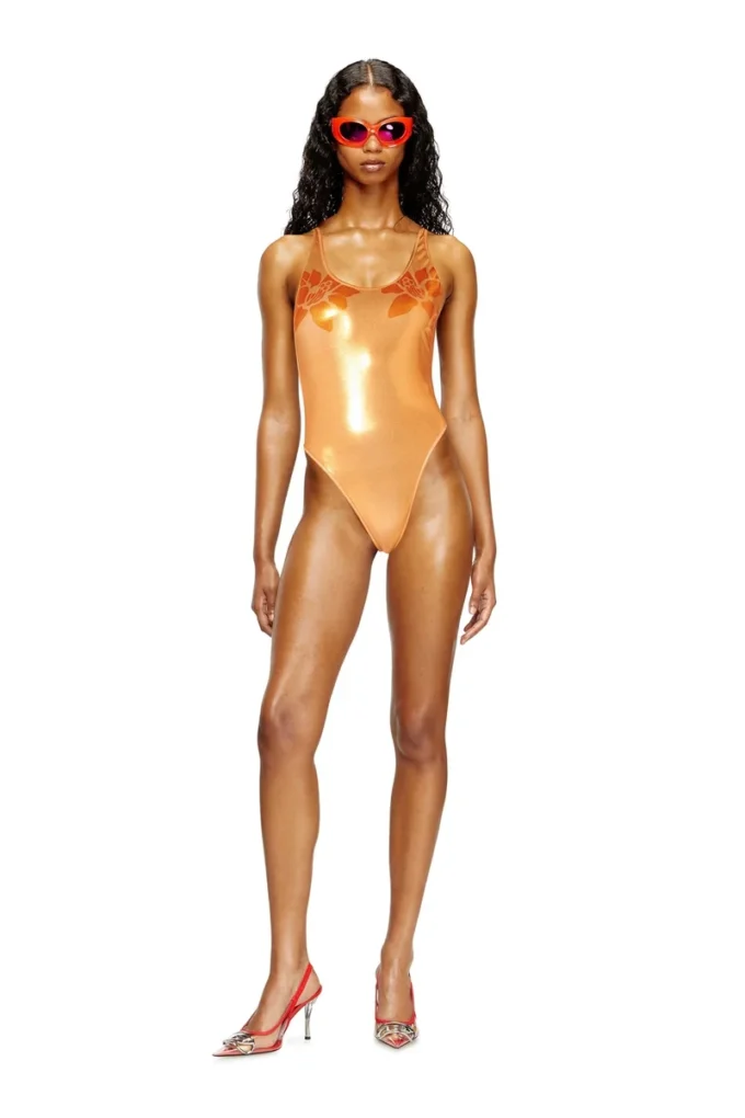 ivo_nny_swimsuit Metallic swimsuit with lotus print