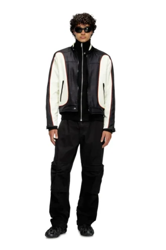 j-blink-a Colour-block biker jacket with piping