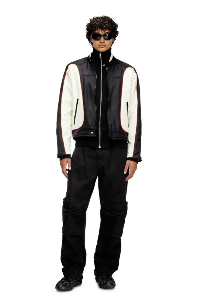j-blink-a Colour-block biker jacket with piping