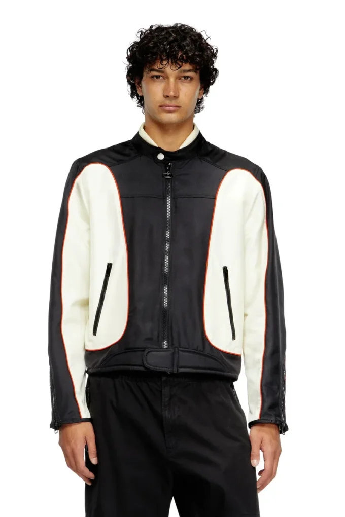 j-blink-a Colour-block biker jacket with piping