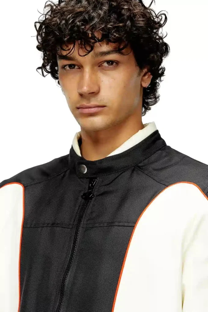 j-blink-a Colour-block biker jacket with piping