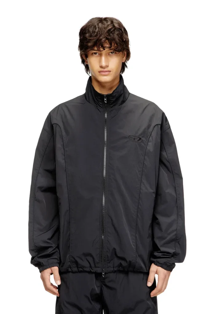 j-five-wrd-akad Crinkled-nylon jacket with piping